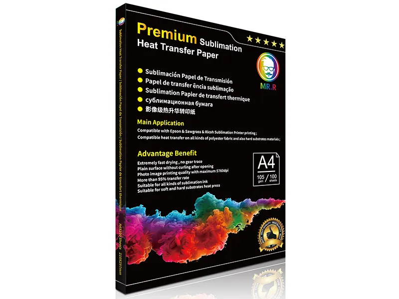 Papel de sublimación de secado rápido de alta resolución de 105g (A4x100 hojas)